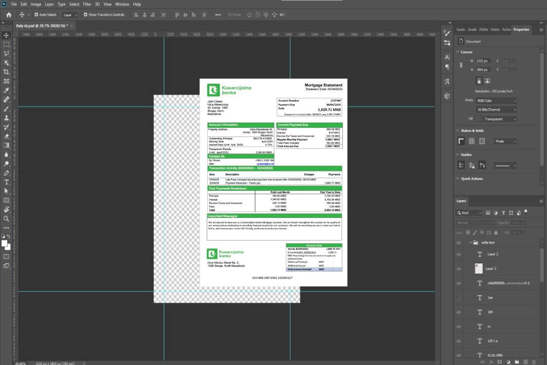 Modèle Word et PDF de relevé hypothécaire de la Komercijalna Banka de Macédoine du Nord template Modèle Word et PDF de relevé hypothécaire de la Komercijalna Banka de Macédoine du Nord template